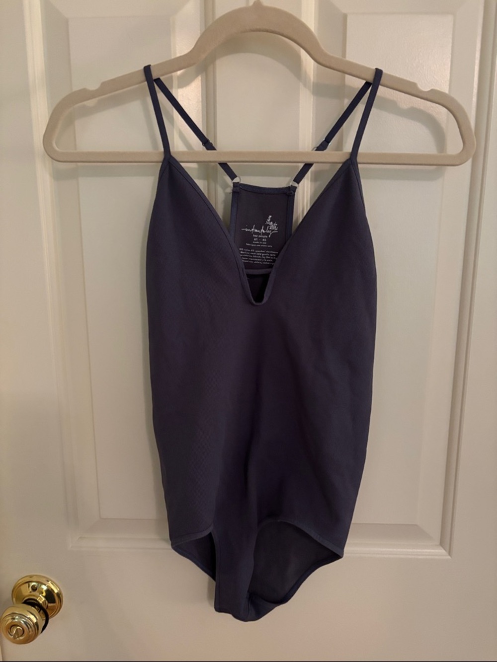 Free People Purple Gray Strappy V-Neck Bodysuit M/L